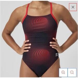 Speedo Endurance Womens 10/36 Force Flow Splice Flyback 1-Pc Swimsuit DP Orange